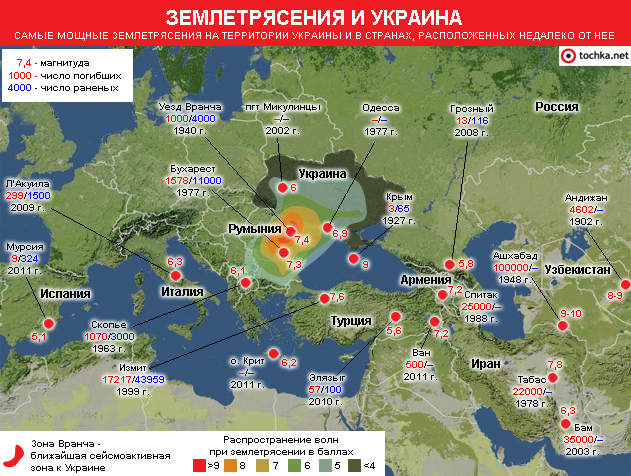 Инфографика: землетрясения и Украина