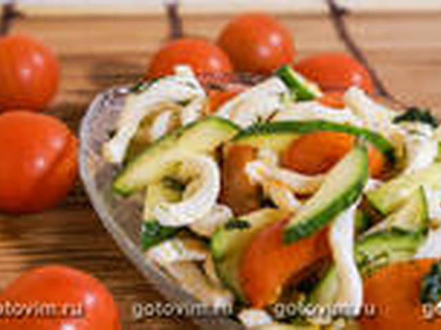 Салат острый с кальмарами рецепт с