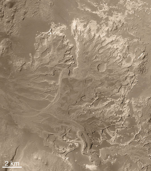 Дельта высохшей реки на Марсе