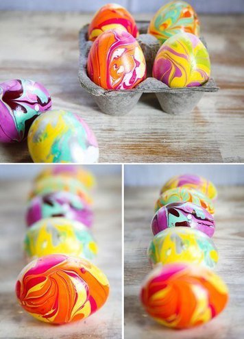 Мраморная идея покраски яиц
