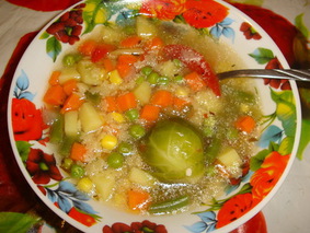  Овощной суп с макаронами
