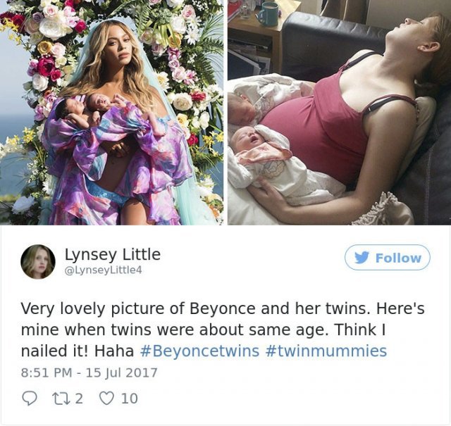 Забавные пародии от родителей на снимок Бейонсе с новородженными