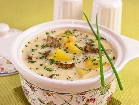 Сырный суп с белыми грибами 