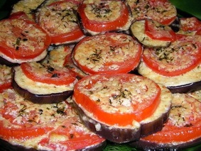Баклажаны с помидорами в духовке