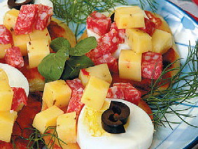 Оладьи с сыром и сервелатом