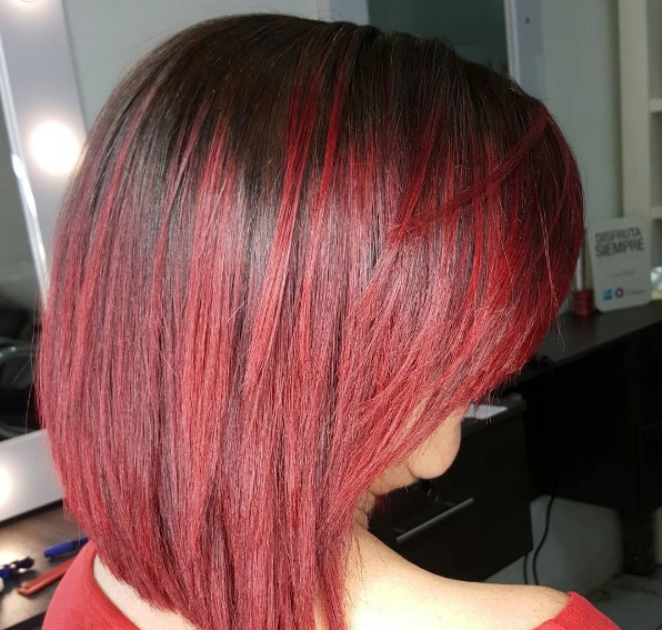 Красное омбре на волосах