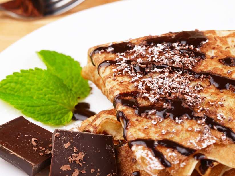 блины с бананом и шоколадом