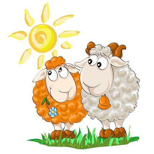 Милая открытка с овечками 2015