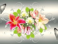 Лилии и бабочки