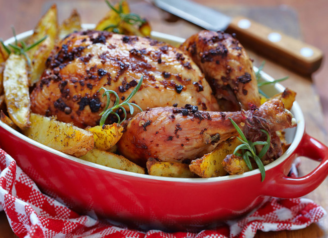 Курица с картошкой в духовке - простые рецепты | Чудо-Повар