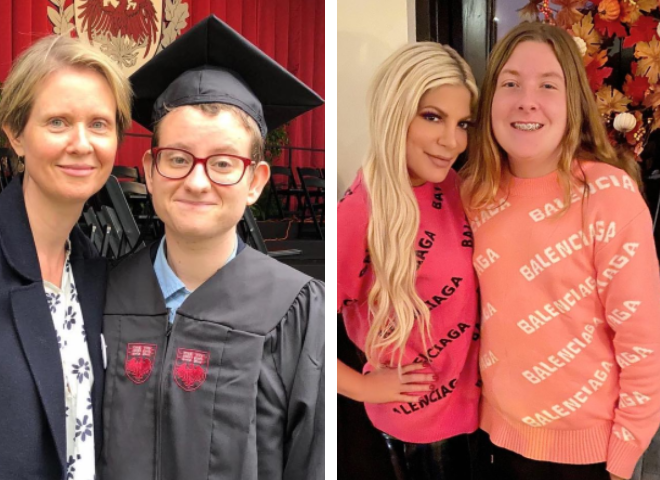 Синтія Ніксон та Торі Спеллінг з дітьми