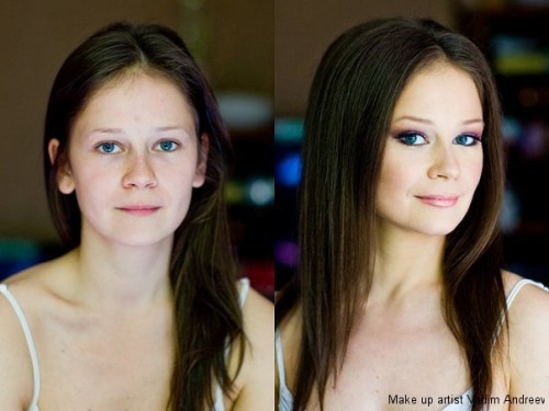 Девушки до и после косметики и фотошопа