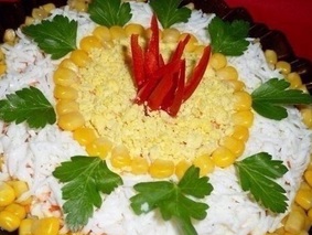 Слоеный салат с курицей и корейской морковью