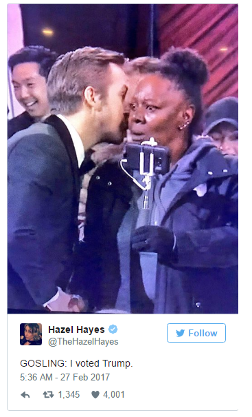 Райан Гослинг Оскар 2017 (соцсеть)