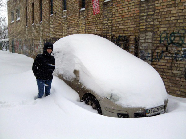 Небольшой снегопадик в Киеве