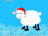 Милая открыточка на Новый год овцы 2015
