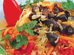 Закуска с бараниной и сладким перцем