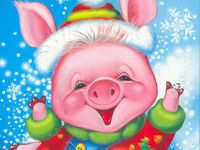 Позитивные открытки на Новый год свиньи 2019