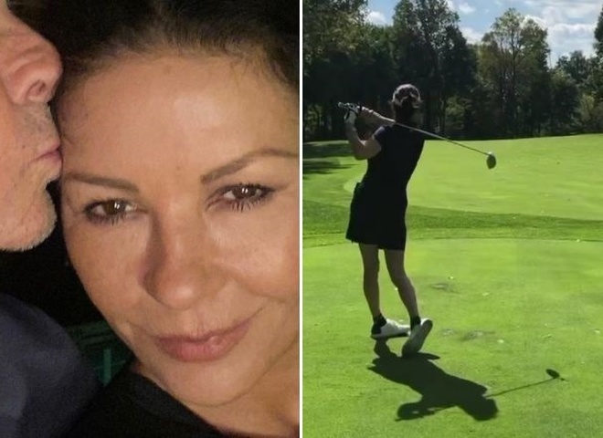 Зета-Джонс за грою в гольф заробила "гарний коментар" від чоловіка Дуґласа – відео