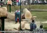Giant chainsaw backfires