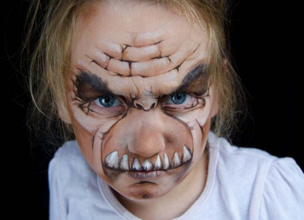Ужасающий боди-арт на лицах детей