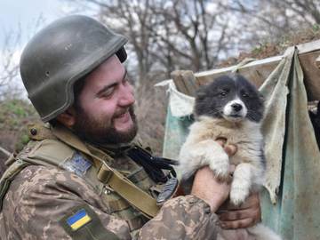 Украинские защитники с животными