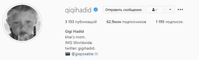 Instagram Джиджи Хадид