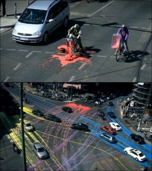 Что будет если разлить краску на дороге)