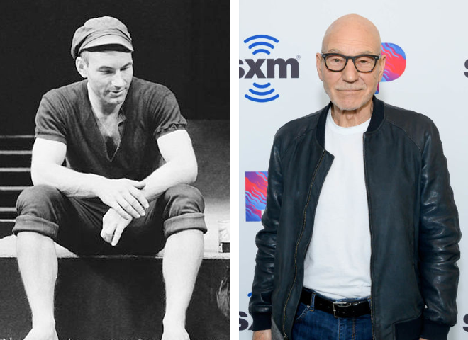 Патрик Стюарт в молодости и сейчас