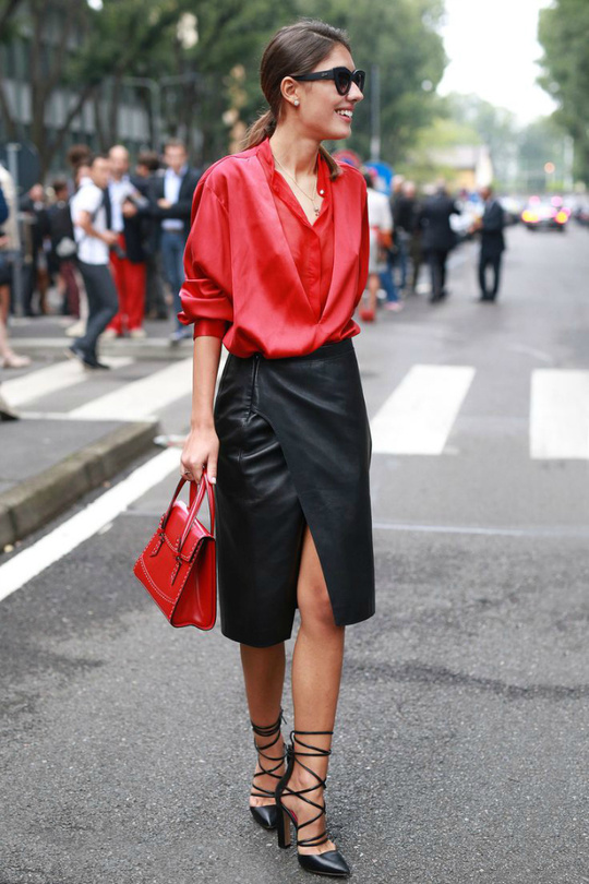 Женская мода 2016: юбки с разрезом (street style)