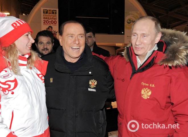 Путин, Медведев и Берлускони