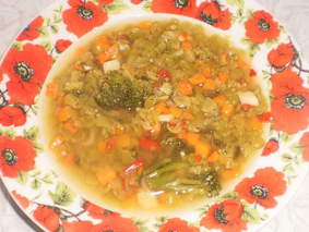 Овощной суп с колотым зелёным горохом