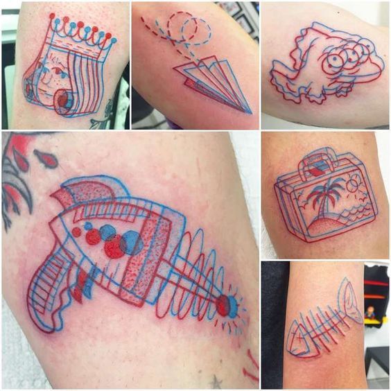 Анаглифные или 3D татуировки от Winston the Whale