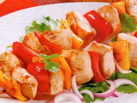 Шашлык из овощей и индейки