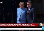 France- Emmanuel Macron enters the Elysee Palace accompanied by his wi