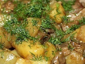 Жаркое из желудков куриных