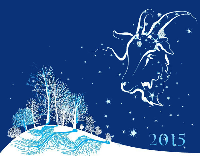 Красивая открытка на Новый год овцы 2015