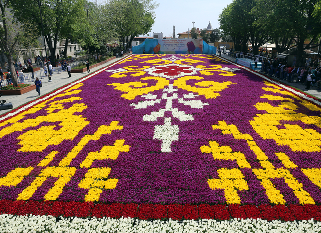 В Стамбуле высадили самый большой в мире ковёр из тюльпанов