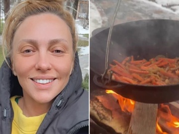 Полякова показала приготування плову й моржування з чоловіком у себе вдома