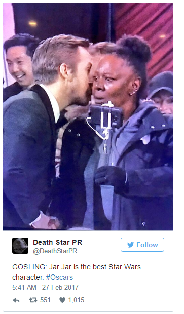 Райан Гослинг Оскар 2017 (соцсеть)