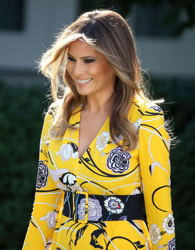 Мелания Трамп в жёлтом платье от Emilio Pucci