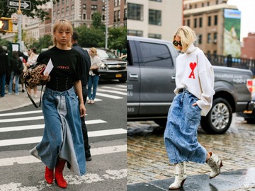 Джинсовые юбки миди и макси — тренд осени 2020