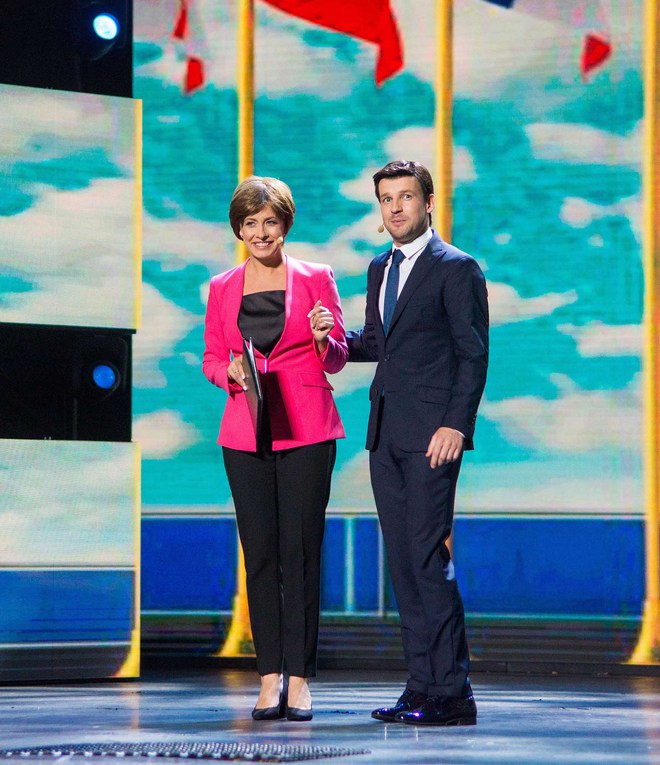 Олена Кравець та Юрій Великий в образі Олени та Володимира Зеленських