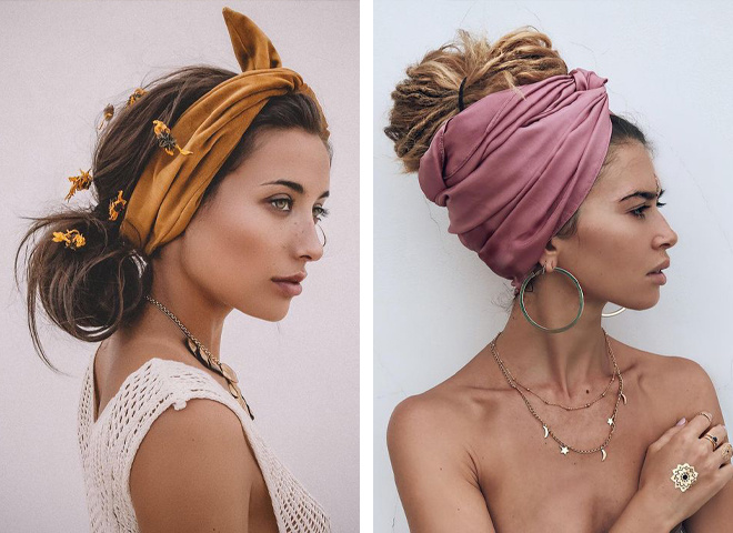 Модная тенденция– платки, повязанные на голове / как завязать платок на голову на пляже