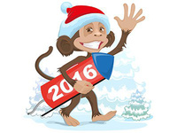 Детские открытки к Новому году обезьяны