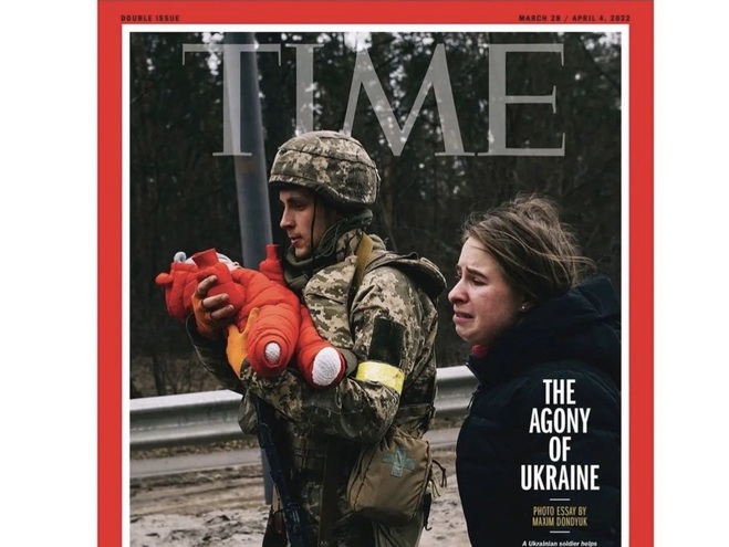Обложка журнала Time с украинским военным