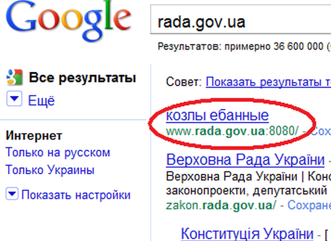 Запрос в Google 