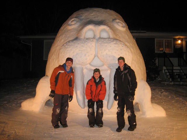 Три брата делают шедевры из снега