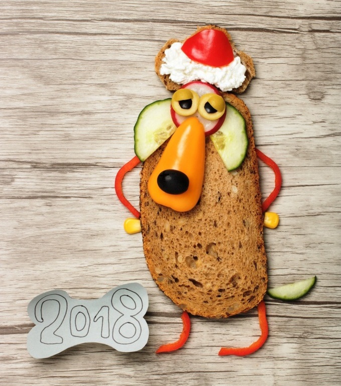 Украшения блюд в виде Собаки на Новый год 2018 (фото)