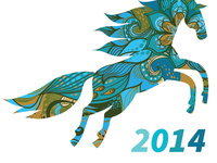 Открытки на Новый год лошади 2014
